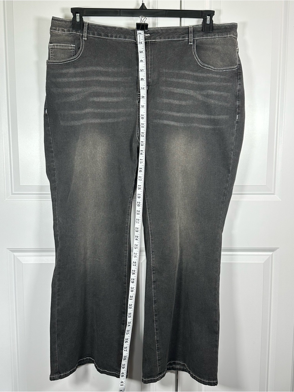 ROMWE Washed Jeans Size 4X Black Gray Embellished Cross Back Pockets - Picture 8 of 12